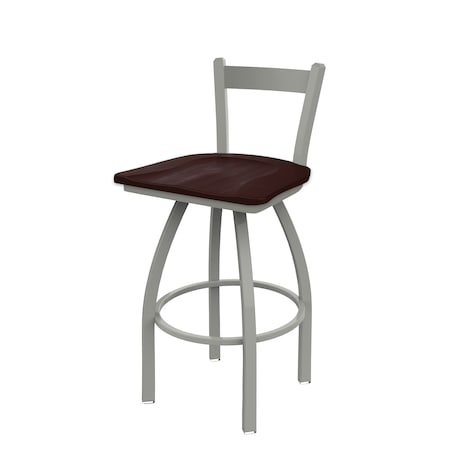 Holland Bar Stool Co 25" Low Back Swivel Counter Stool, Nickel Finish, Dark Cherry Maple Seat 82125ANDCMpl